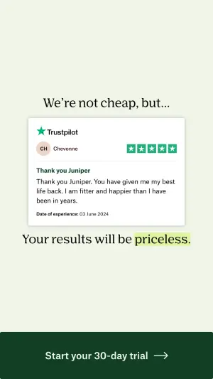 Testimonial ad with a Trustpilot review card, a highlighted payoff line and a dark green CTA banner