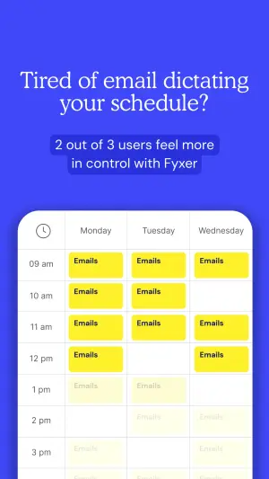 pain point ad showing a clogged calendar with morning slots full of email blocks