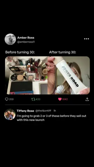 social media mockup ad recreating a dark-mode X thread with reply, retweet and like counts