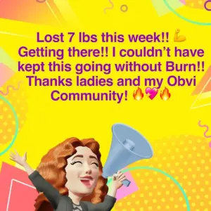 funny ugly ad recreating a chaotic yellow Facebook post background with a purple all-caps weight loss testimonial and a cartoon avatar