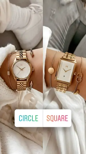 social media mockup ad recreating an Instagram poll comparing two watch styles