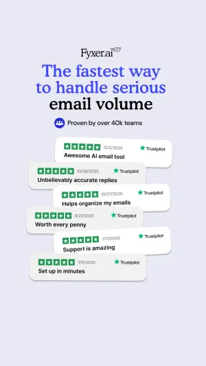B2B testimonial ad with six cascading Trustpilot review cards under a serif headline